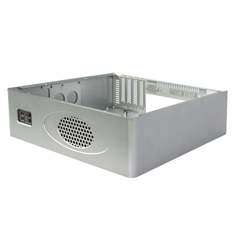 Silver micro-itx pc 2u server case for 5G technology m atx server chassis 300mm depth