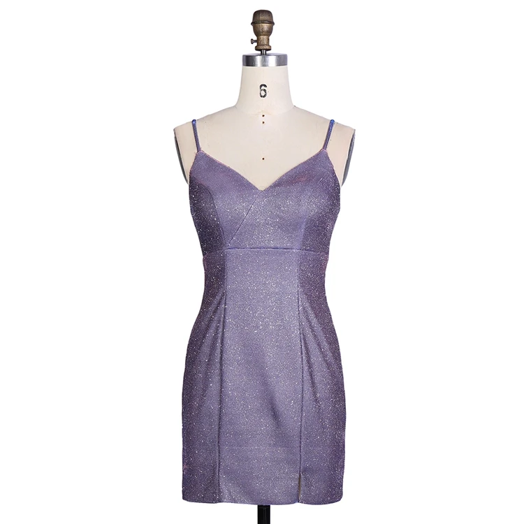 Sexy sheath sequin knee length v neck sparkly prom homecoming dress for party