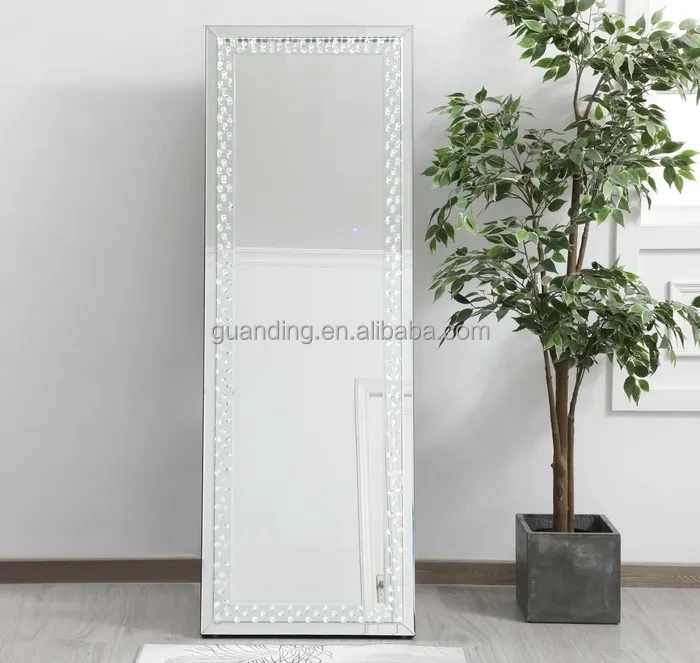 Framed Rhinestone Floor-Length Mirror