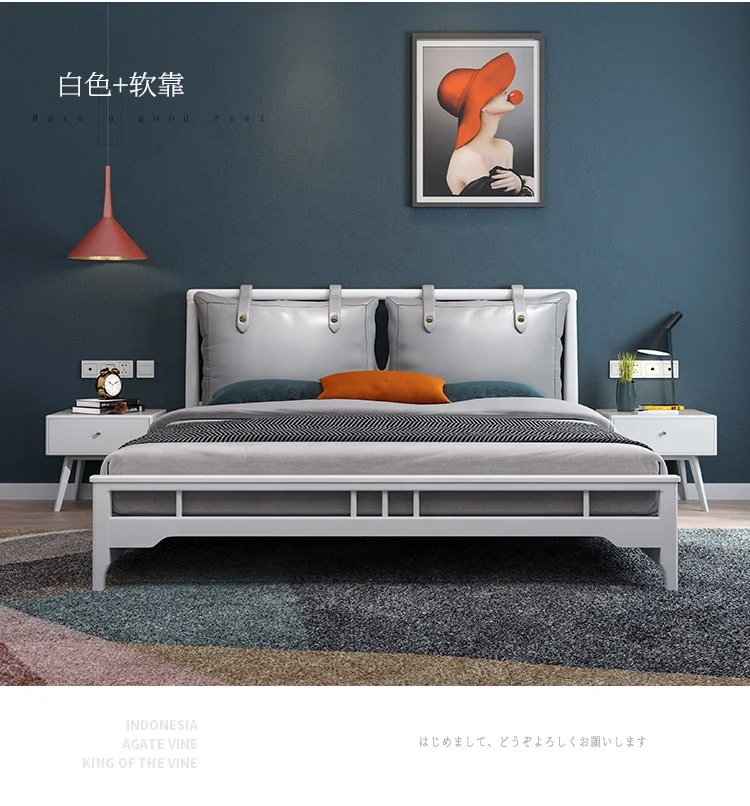 
Oak solid wood bed imported from Thailand modern simple American master bedroom double bed manufacturer direct purchase 