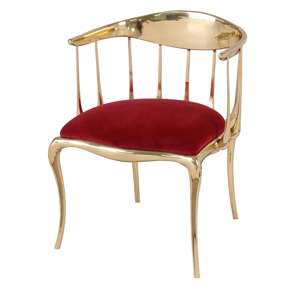 Современная роскошная мебель для гостиной, одинарный стул из золотой литой меди