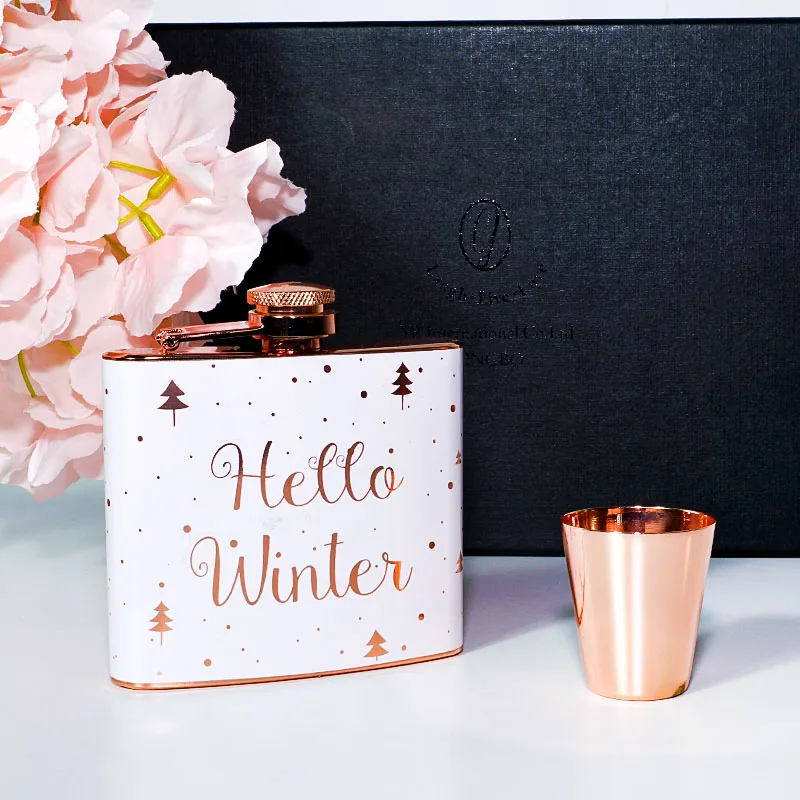Hip Flask Gift Set, Hip Flasks for Liquor for Lover, 8 Oz Rose Gold Hip Flask Set