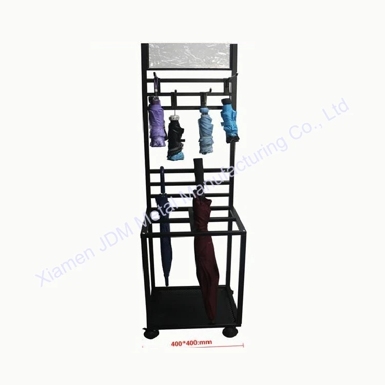 custom made Retail Display Steel Hotel Umbrella Stand Commercial Rack With Wheels