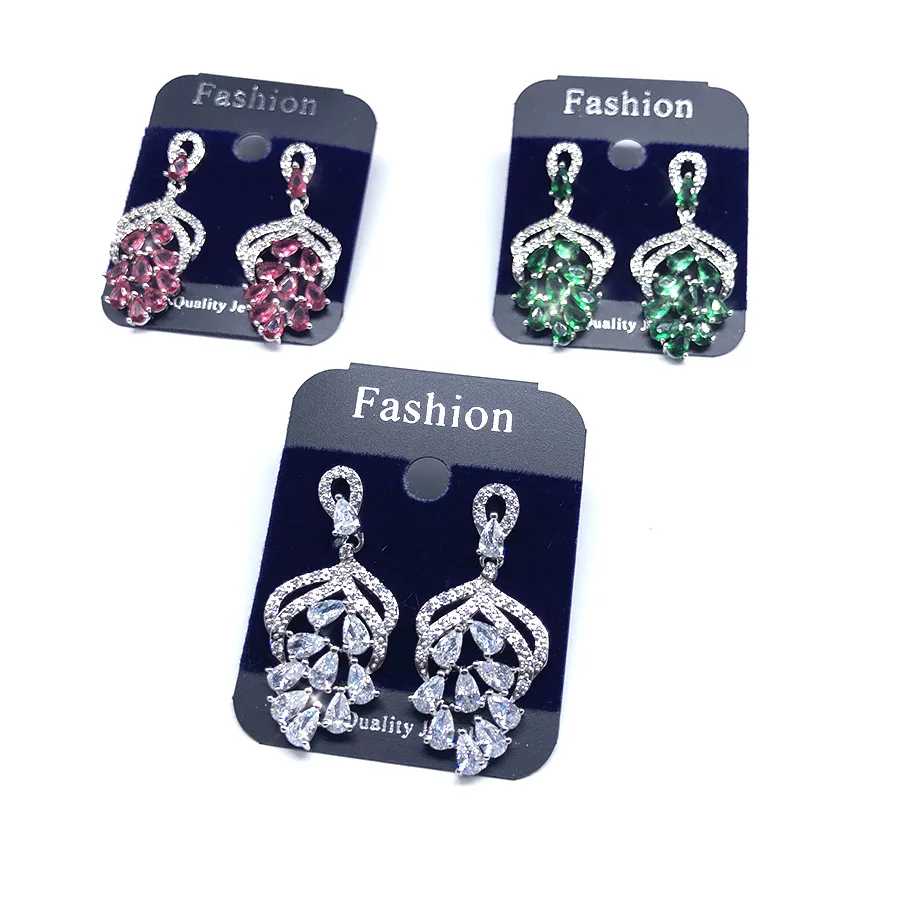 big crystal rose red color chandelier earrings ladies gift high quality hot sale wedding zircon earring