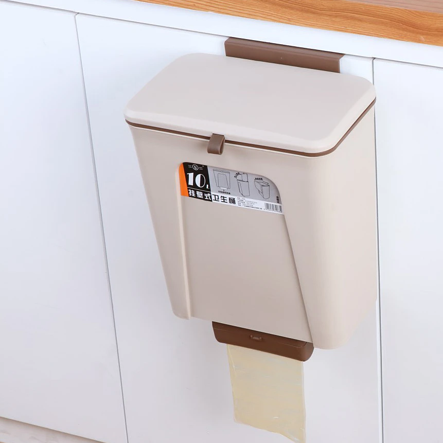 Garbage Trash Can Kitchen Plastic Food Waste Wall Mounted Waste Bin Bathroom Hanging Trash Can With Lid