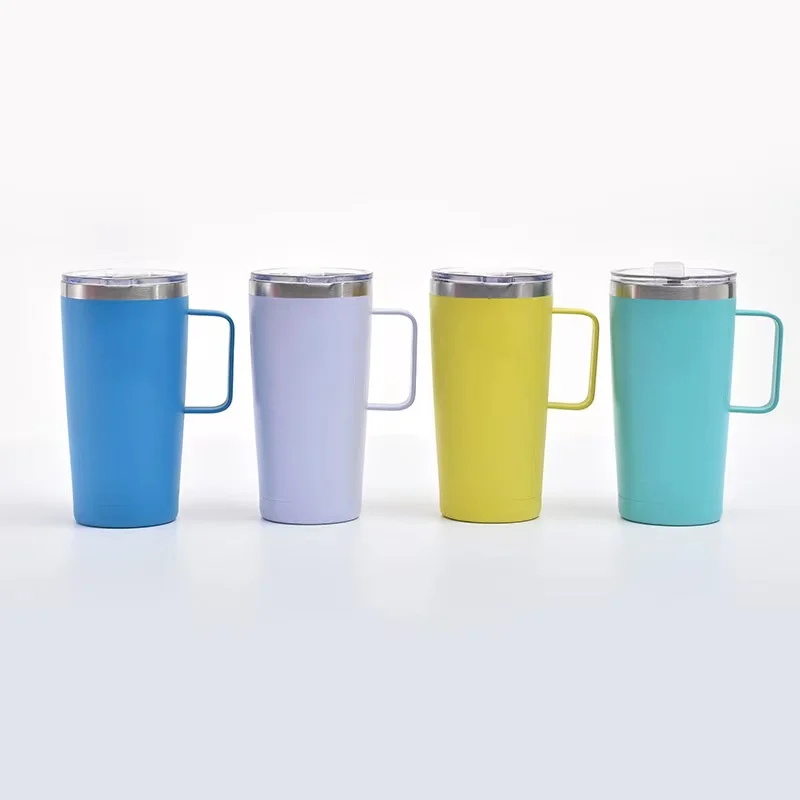 20oz travel cup Insulated stainless steel tumbler with handle Double Wall Vacuum Thermal Reusable Portable Coffee mug