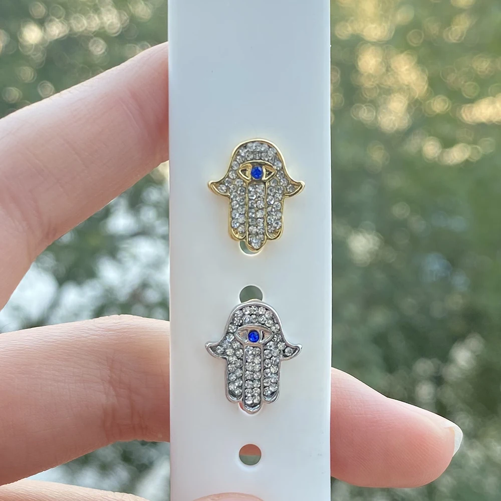 Hamsa Hand Personalized Metal Magic Band Charms for Apple Watch S 7 6 5 Amulet Decoration for iWatch Band