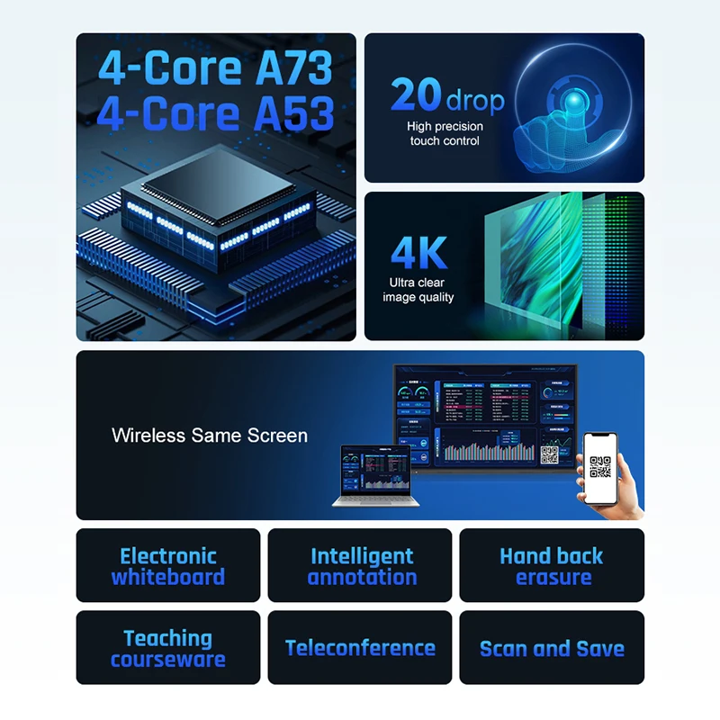 75 Inch Dled Display 4K Video Wall Screen Support Network Sharing 8 Array Microphones All In One Conference Machine