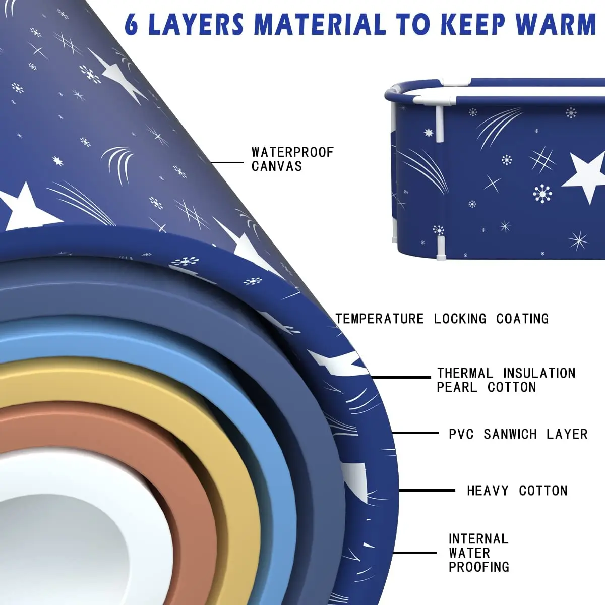 Extra Large Portable Foldable Bathtub with Cover for Adult Family SPA Soaking Tub for Small Bathroom