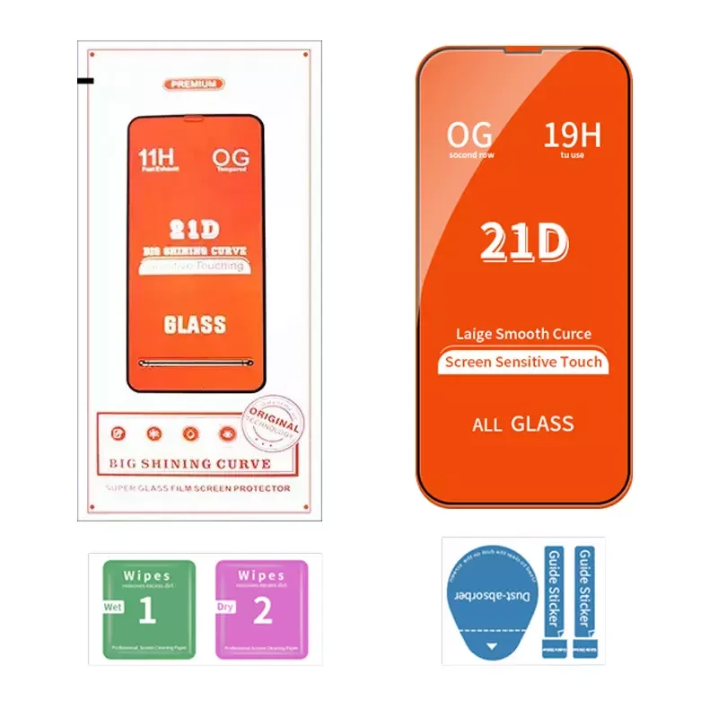Mobile Phone Full Glue 9H HD 21D Tempered Glass Screen Protector For iPhone X XS XR 11 12 13 mini 14 Pro Max