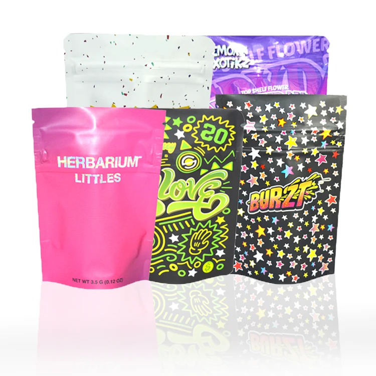 Custom Logo packaging sweet bags 1oz 28g / 7 gram / 4x5 inch 3.5 g edible candy ice cream smell proof zipper mylar plastic bag