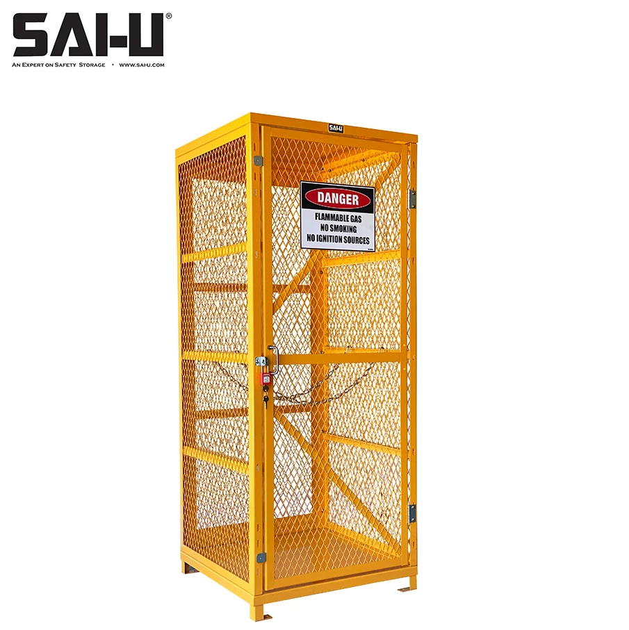 SAI-U Factory provided Mesh gas cylinder cabinet gas bottle storage cage cabinet container with padlock GC2009