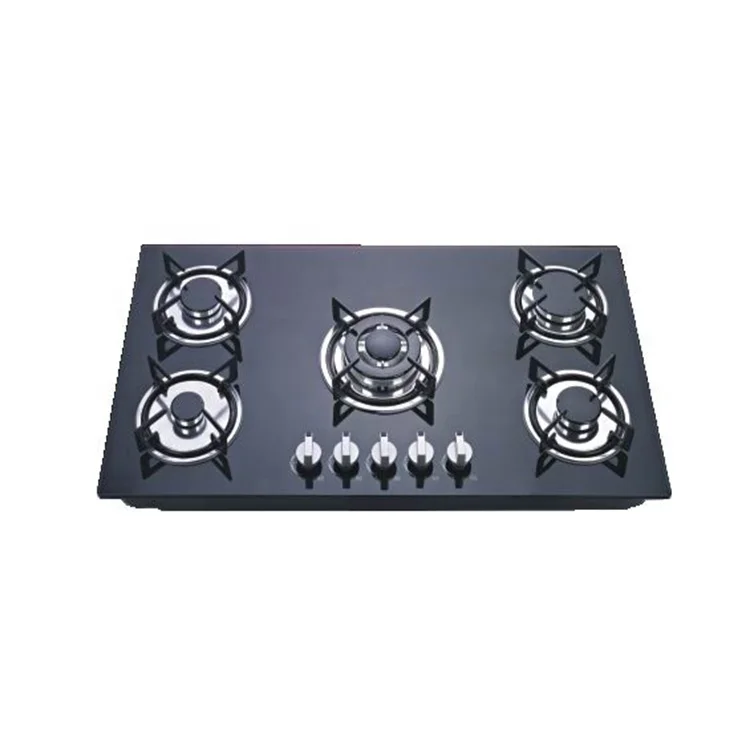 Wholesale Prices Built In 80cm Tempered Glass Panel 5-Burner Gas Stove