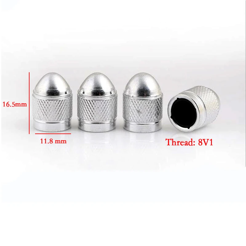 4pcs/set Bullet Dome Tire Valve Stem-Caps Aluminum Corrosion Resistant For Car/Truck/Motorcycle/Bike ( 8V1 Thread)