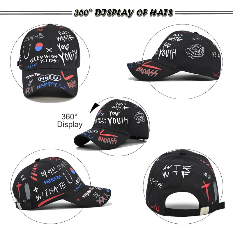 Wholesale High Quality Boys Girls Summer Graffiti Cap With Print Women Sports Baseball Cap Gorras