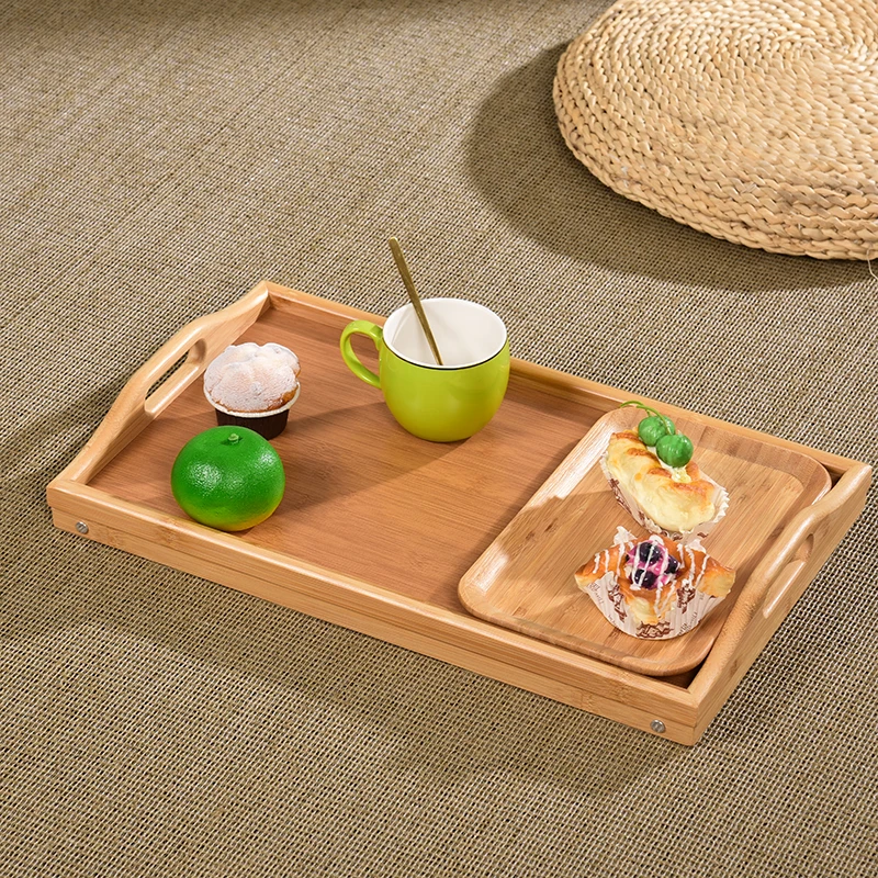 Bamboo Bed Tray Table with Folding Legs Handles for Eating Dinner Snack for Bedroom Hospital Foldable Breakfast Serving Tray