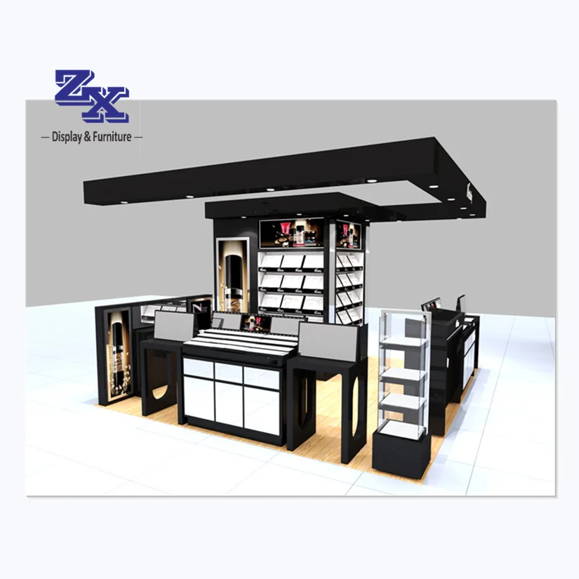 Customized shopping mall cosmetics kiosk showcase shop fittings and display