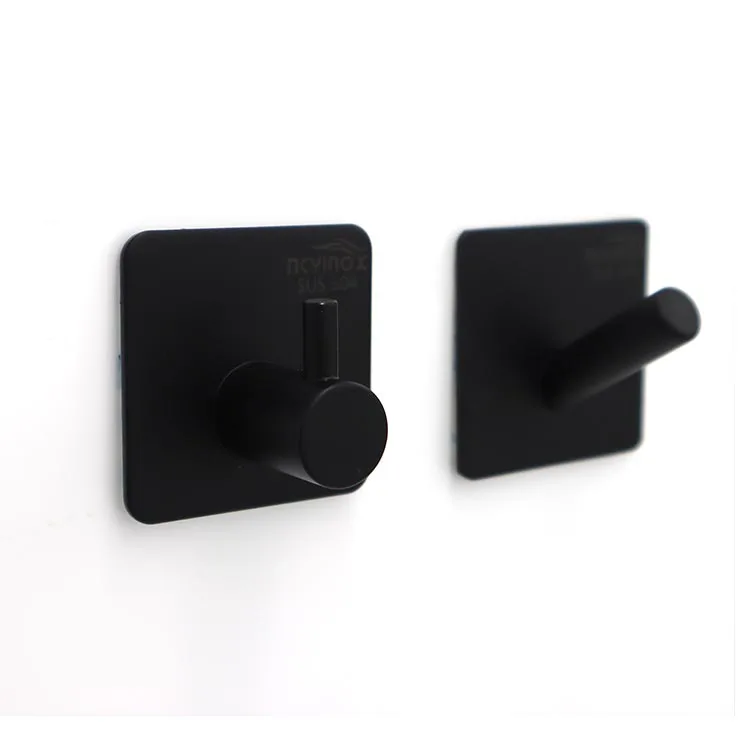 Hot Selling Self-adhesive Wall Hooks Bathroom Kitchen Coat Robe Keychain Clothes Towel Wall Hanging Hook Single Hook Black