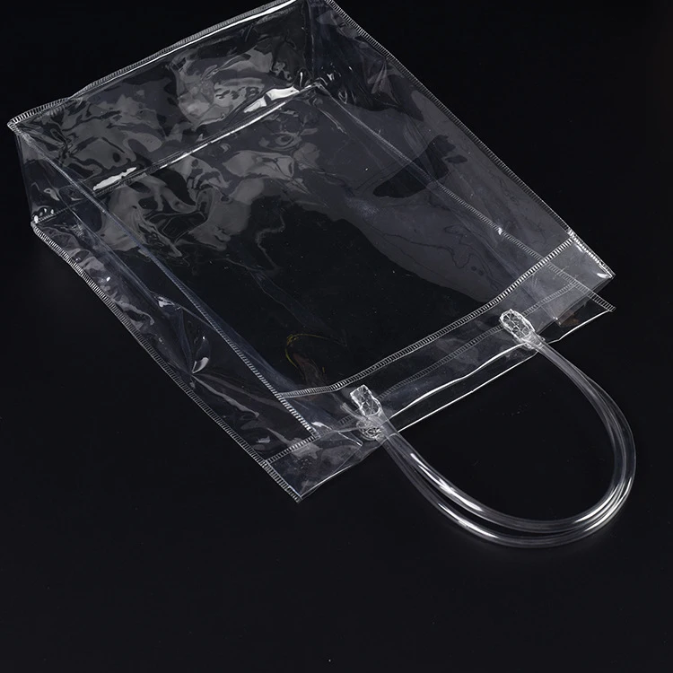 Factory Wholesale Customized pvc transparent plastic handbag button promotion gift bag packaging bag