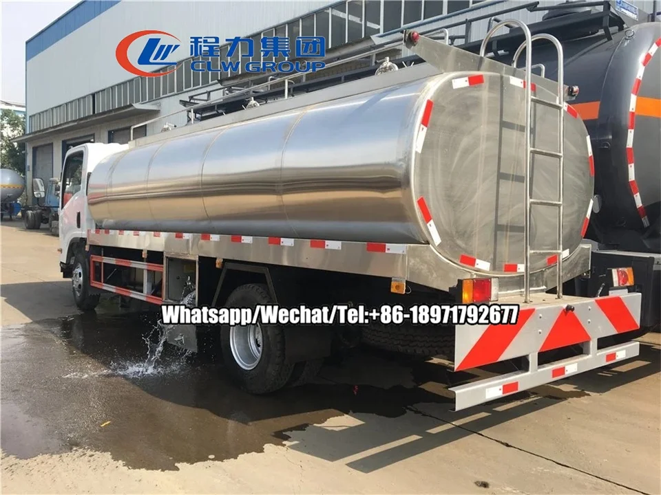Isuzu Food Grade Liquid Fresh Milk Tank Truck 4X2 Stainless Steel  Drink Water Tanker Truck