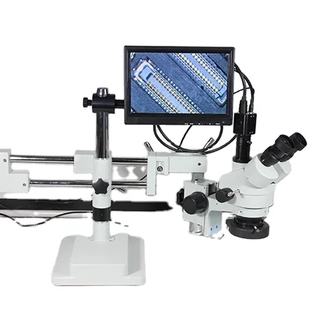Affordable Trinocular Microscope  With Move Electronic Digital Display 7-45x Zoom Supports 180 Degree Rotation