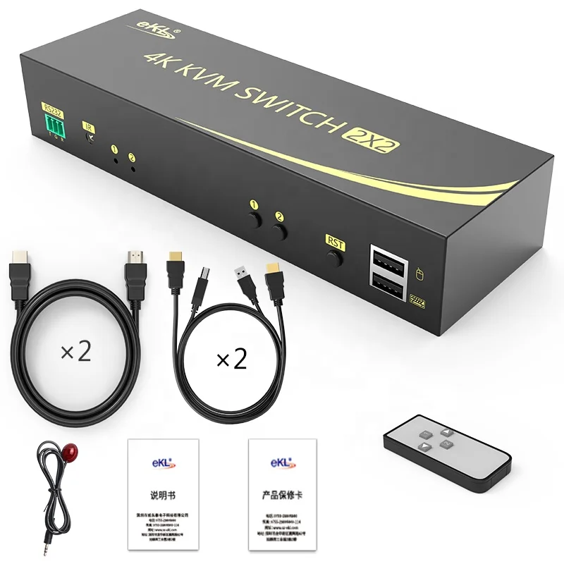 EKL двойной монитор 2 порта kvm переключатель usb ПК вход выхода 4k