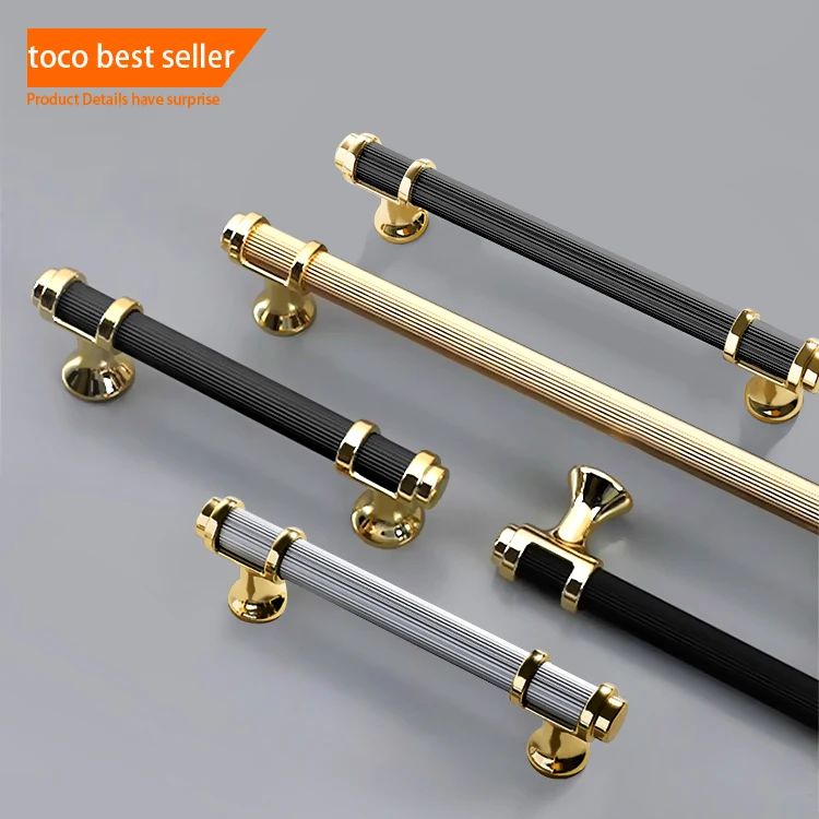 Fashion Luxury Kitchen Cabinet Golden Metal Aluminum Door Handles Furniture Wardrobe Drawer Pull Knobs