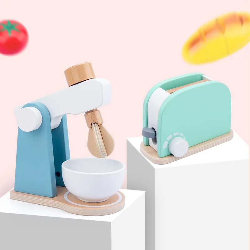 2021 Toy Pop up Toaster Small Kitchen Wooden Play With Accessories Fun For Girls And Boys 2 to 4