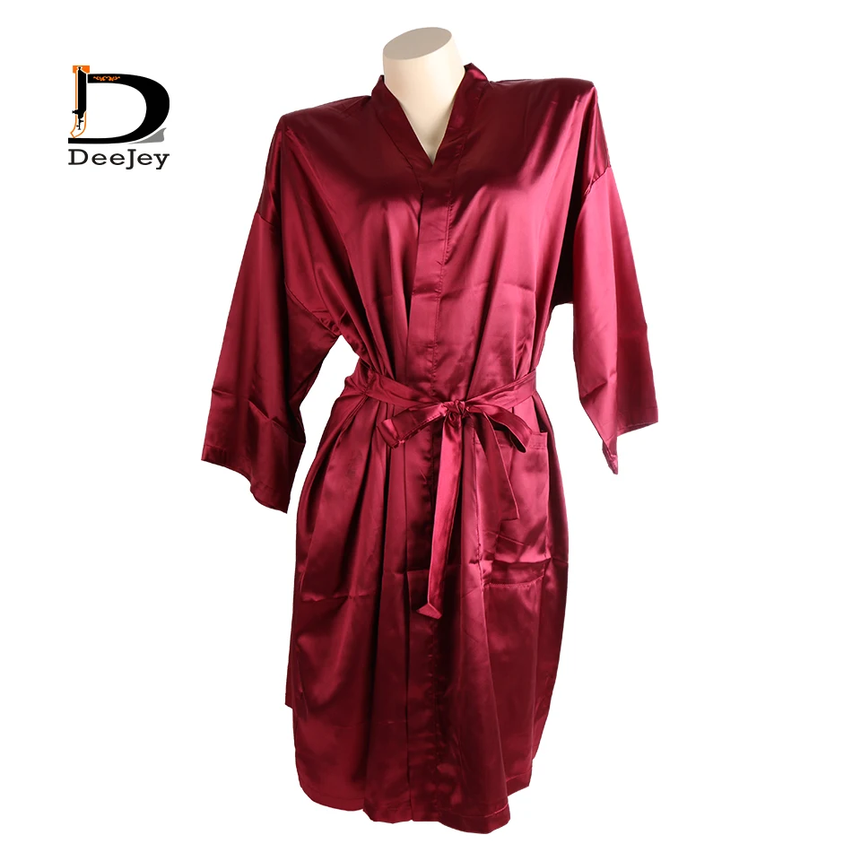 Wholesale Custom logo Sexy Nighty Satin Silk Bathrobes Sleepwear Bridal Wedding Robe Barber Guest Spa Robe