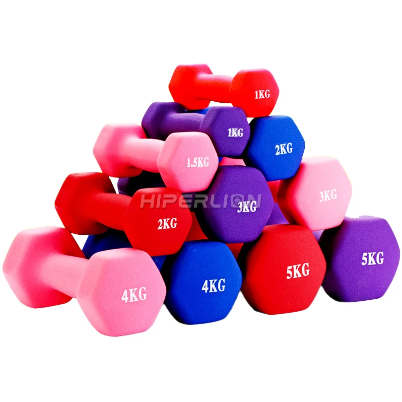 Hex 3kg 4kg 2kg  lbs Yoga Women Exercise Free Weights Neoprene Fitness Hand Weights Dumbbells Vinyl Dumbbell Set