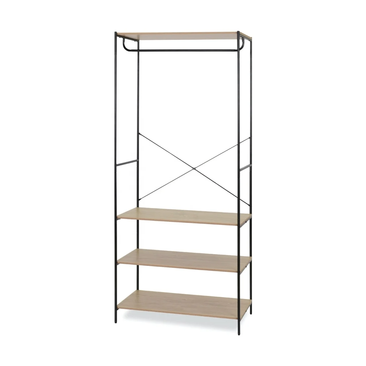 Wholesale High Quality Large Storage Furniture Cabinet Steel Frame Clothes Railing Bedroom Black
