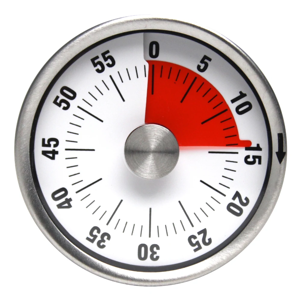 Механический таймер из нержавеющей стали, поворотный таймер на 60 минут, кухонный инструмент, визуальный магнитный кухонный таймер