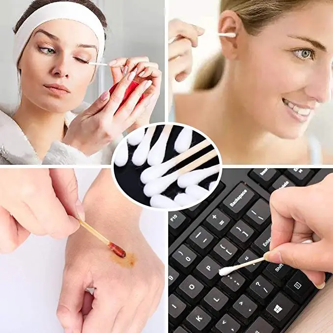 Cheap Hot Selling Oem Cotton Buds Cleaning Wooden Stick Cotton Swabs Customized Packaging