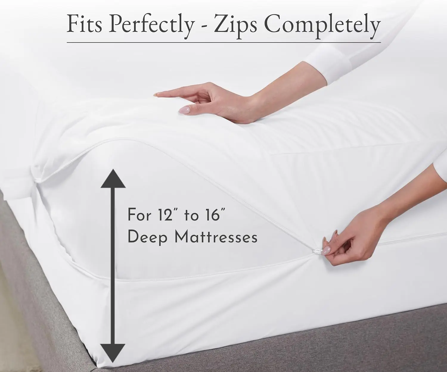 Premium Cooling vinyl Free Bed Bug Mattress Cover With Zipper   Cooling Fitted  Breathable Noiseless mattress encasement