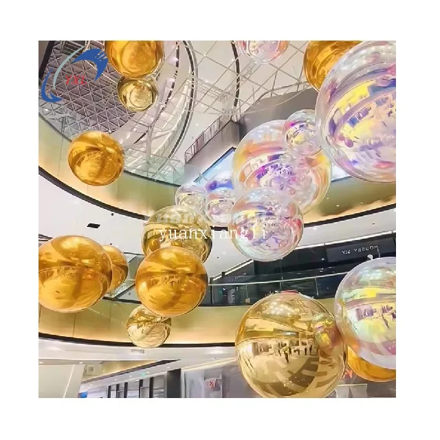 Iridescent poly sphere decoration giant balloon big inflatable globe mirror balloons inflatable silver hanging ball