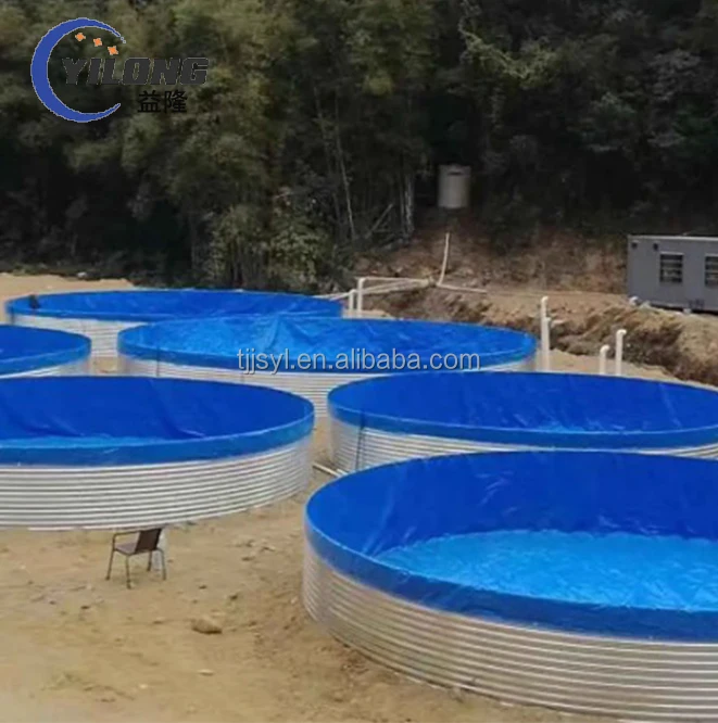 custom galvanized sheet fish shrimp farm tank for biofloc tarpaulin pond  for fish farming