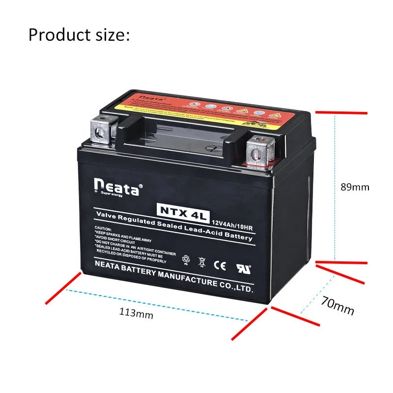 NTX 4L 12V 4AH 6mf4l Valve Regulated Sealed Lead Acid Battery for Electric Motorcycle