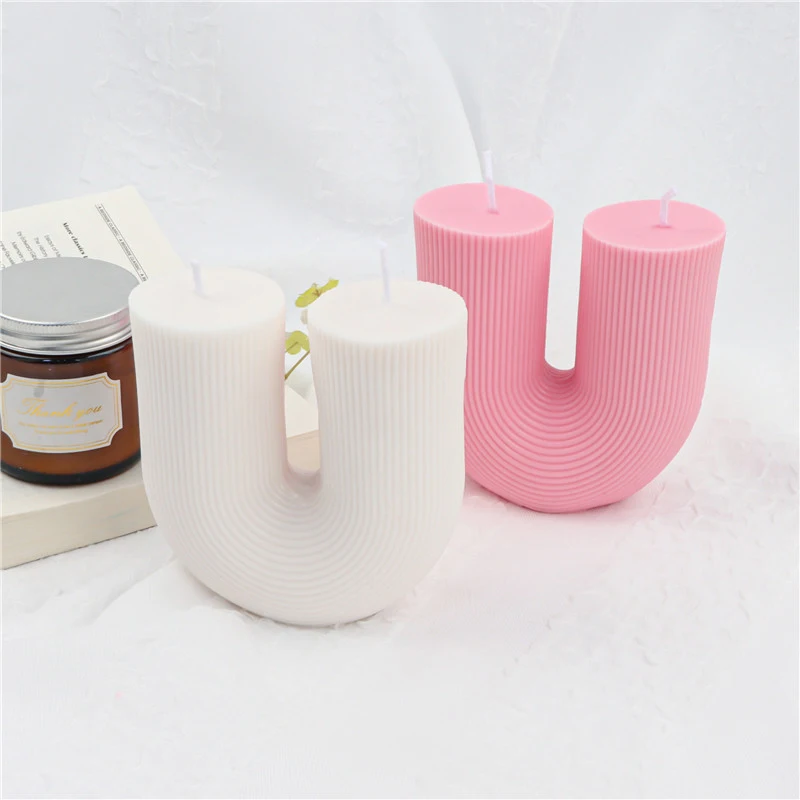 Wholesale New U-Shaped Geometric Aromatherapy Gypsum Candle Silicone Molds