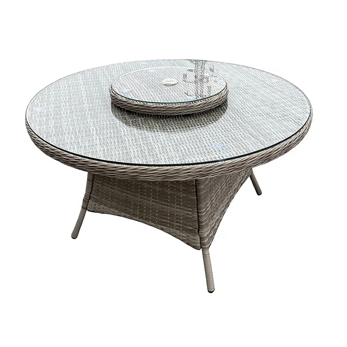Wicker Rattan Patio Outdoor Garden Furniture Round Curved Sofa Sets Wth Low Dining Round Table