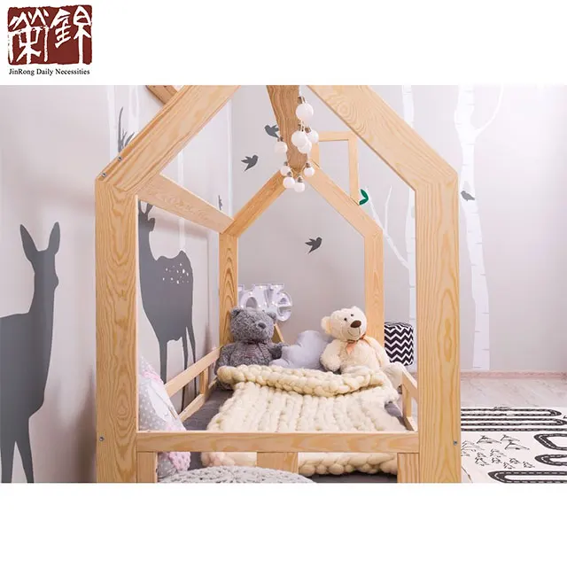 House Bed with Take OFF The Safety Barriers with Montessori Children Bed House Bedroom Baby Bed