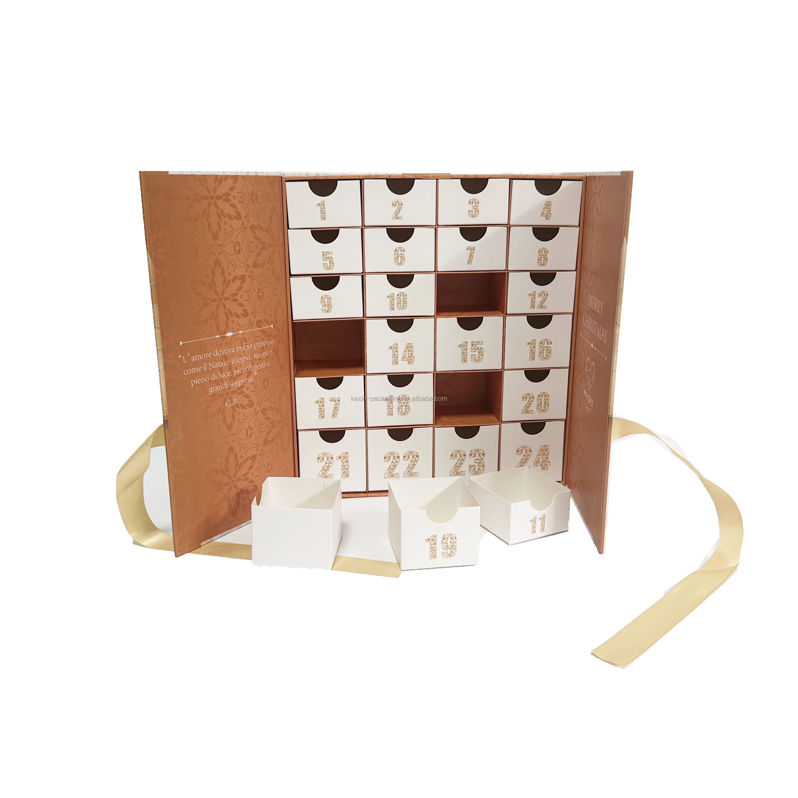 Hot Sale Custom Empty Christmas Packaging Advent Calendar Wax Melts Crystals Bath Bomb Candle Advent Calendar Box