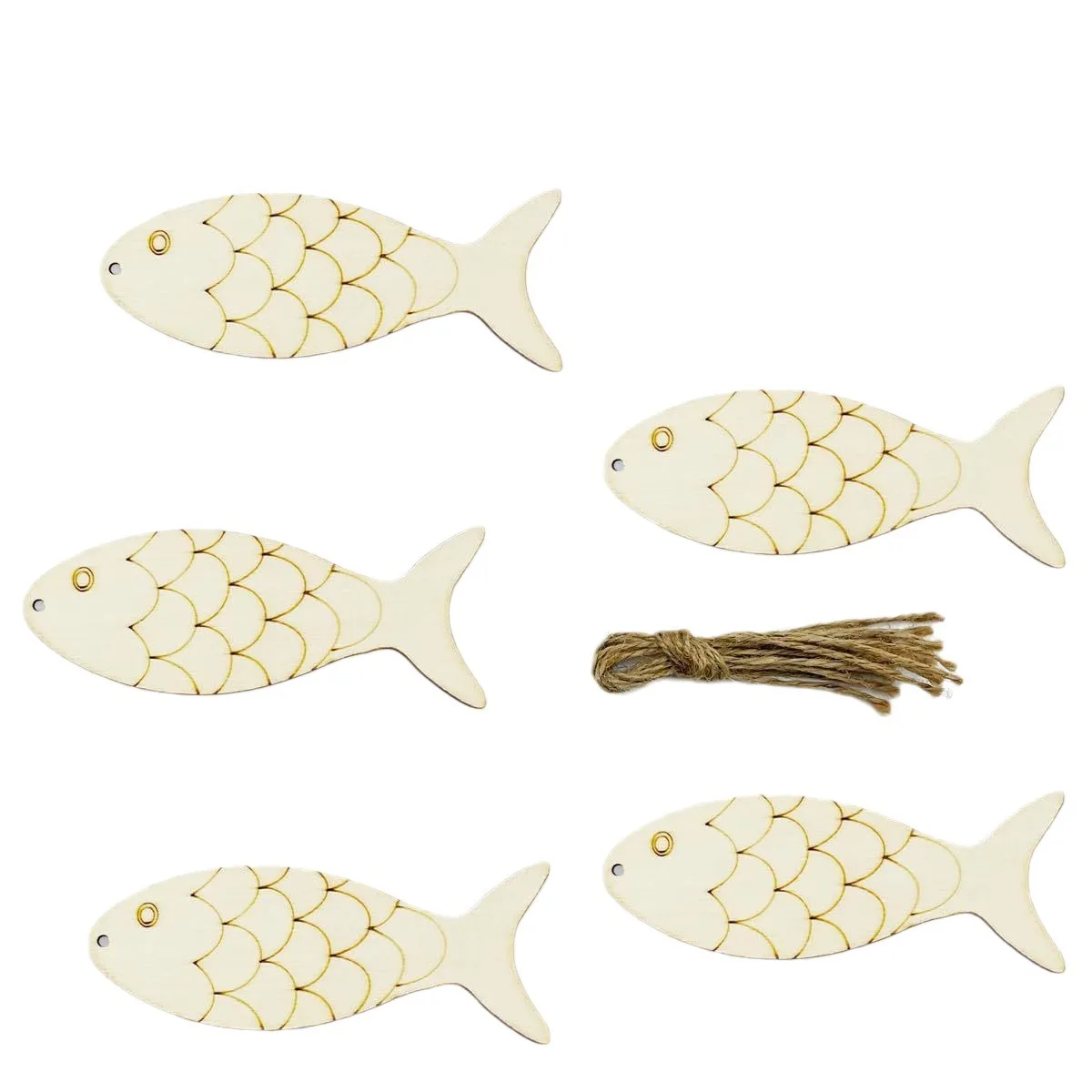 30 Pieces Unfinished Fish Shaped Wood Openwork Fish Wood DIY Crafts Openwork Blank Wood Fish Shaped Charms