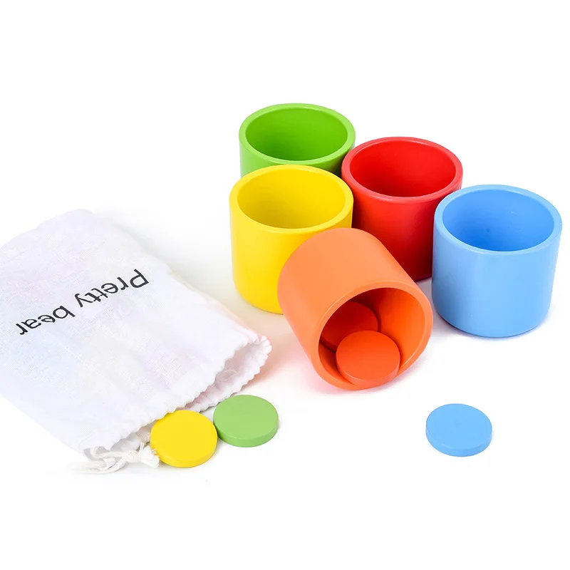 Hot Montessori Rainbow wooden Color Matching Sorting Cups Learning Color Matching Teaching Sets woody baby toys of baby table