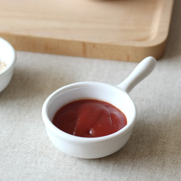 Chinese ceramic manufacturers wholesale white ceramic with handle soy sauce various seasoning ceramic plates