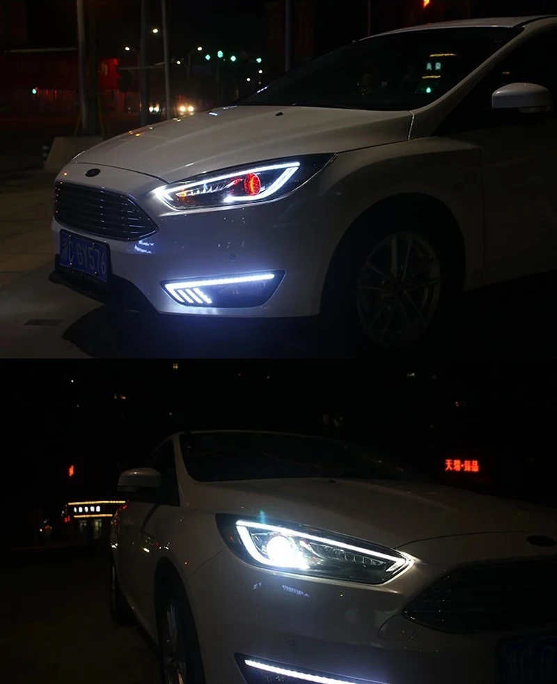 Автомобильная лампа светодиодные фары для Ford Focus 2015 2016 2017 фокусировки светодиодная передняя фара с светодиодами DRL и движущимся сигналом