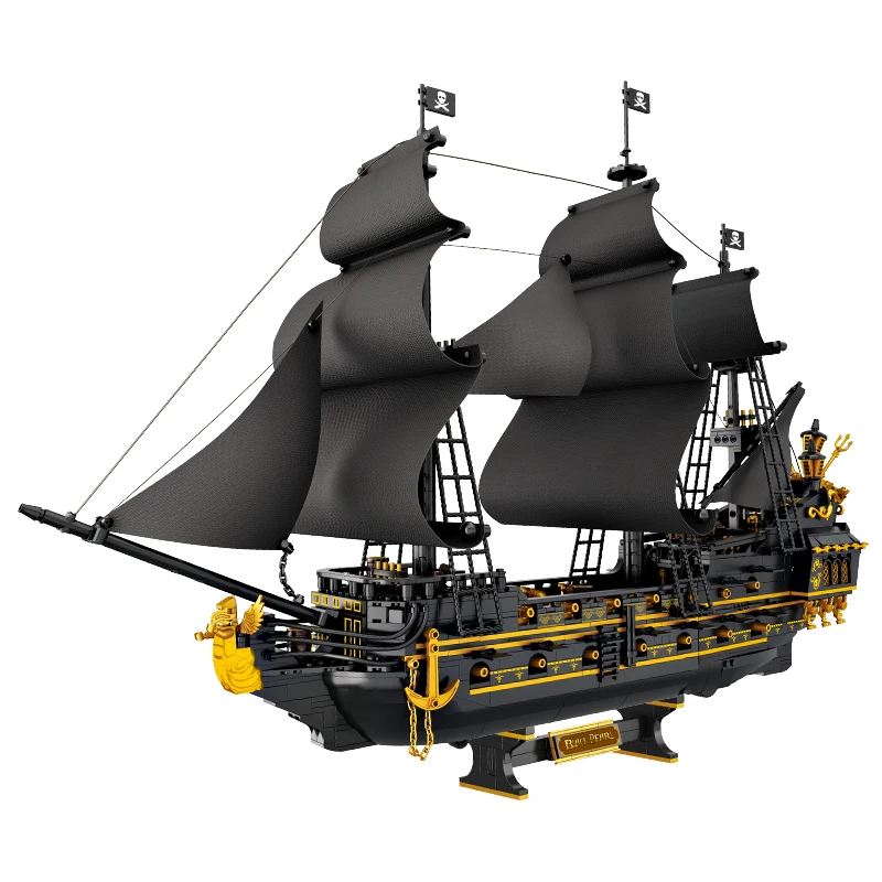 NEW Forange FC6010 Black pirate ship building blocks ship model ornaments difficult children boys assembled toy gift