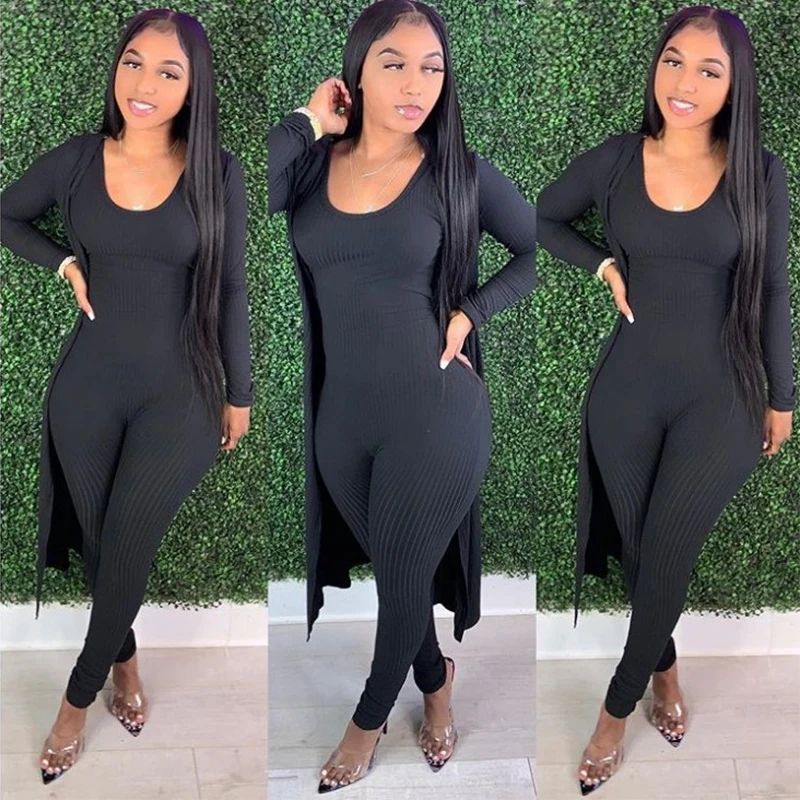 
Women One Pieces Jumpsuit Long Sleeve Rompers Womens Bodycon Bodysuits coat 2 piece set women 