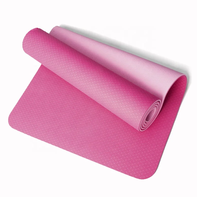 Wholesale eco-friendly Monochrome double color pilates TPE sports yoga mat for women Fitness Exercise Pad women yoga