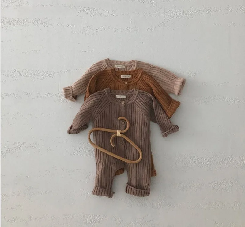 
2021 Baby Clothing Brief Style Toddler Boys Jumpsuits Infant Girls Knitwear Single Breast Baby Outerwear 