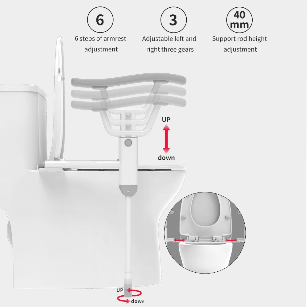 Sunten Modern Bathroom Toilet Handrail Adjustable Stainless Steel Grab Bars for Elderly for Bathroom and Bath Armrest